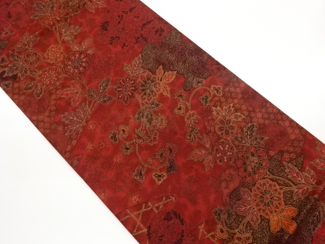JAPANESE KIMONO / FUKURO OBI / ZENTSU / KINSAI / ARABESQUE FLOWER & SAYAGATA 